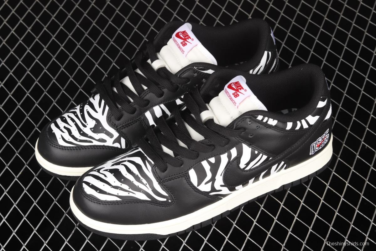 Quartersnacks x NIKE SB DUNK Zebra black and white zebra stripes joint style low-side sports and leisure board shoes DM3510-001