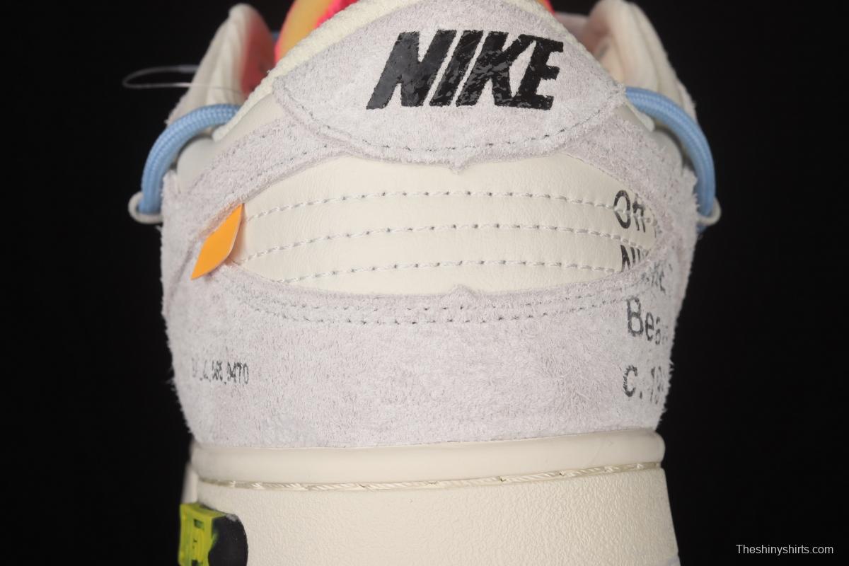 OFF-White x NIKE DUNK Low 12 of 50 OW suede SB buckle rebound fashion casual board shoes DJ0950-113