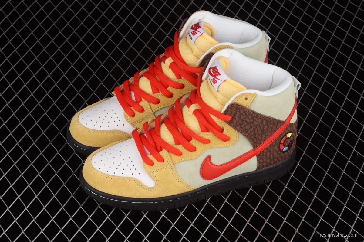 Color Skates x NIKE SB DUNK High burrito yellow brown red CZ2205-700