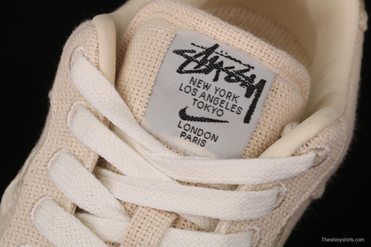 Stussy x NIKE Air Force 1 Low Black Cool Air Force low upper white linen electric embroidered hook low upper board shoes CZ9087-200