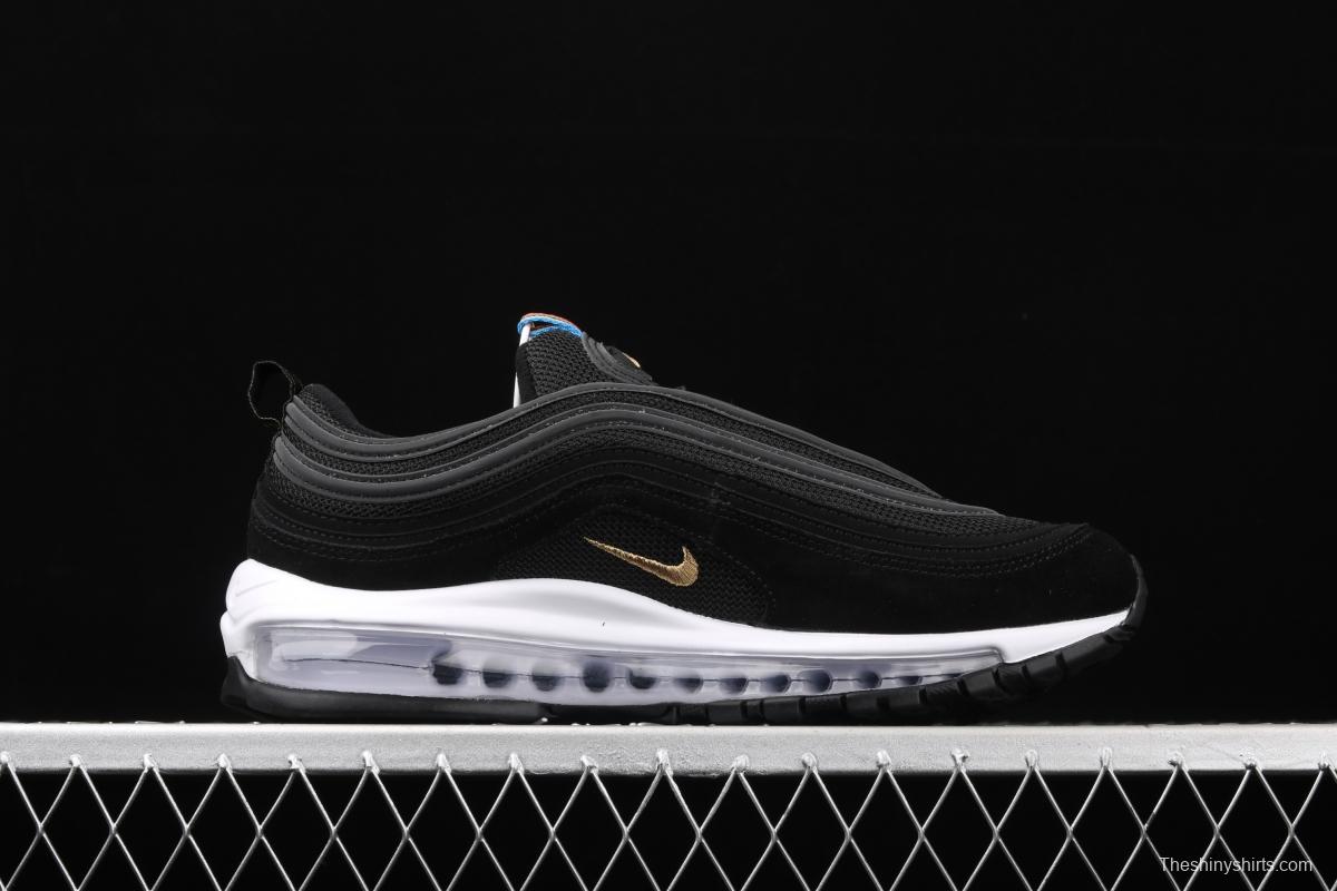 NIKE Air Max 97 QS Olympic black gold 3M reflective bullet air cushion running shoes CI3708-001