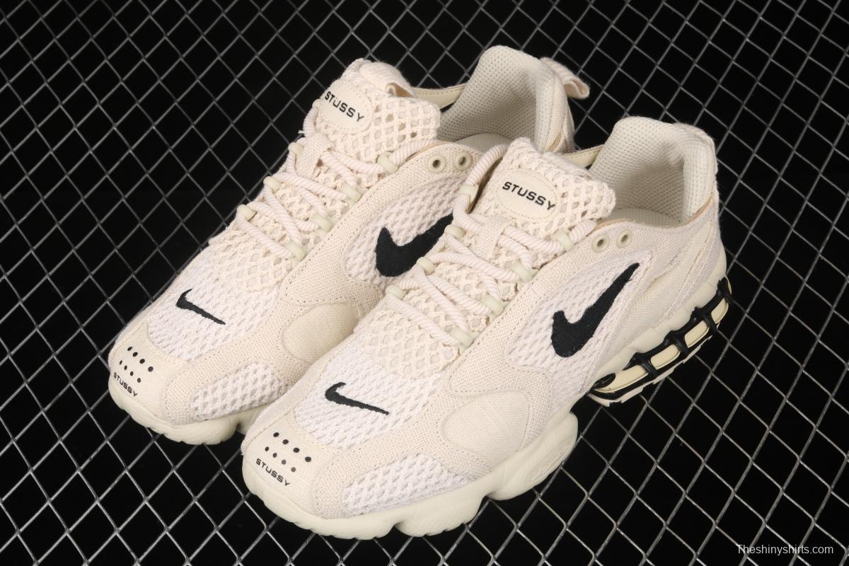 Stussy x NIKE Air Zoom Spiridon Caged 2 Spieli prison East cage 2 generation milky white linen black cloth CQ5486-200