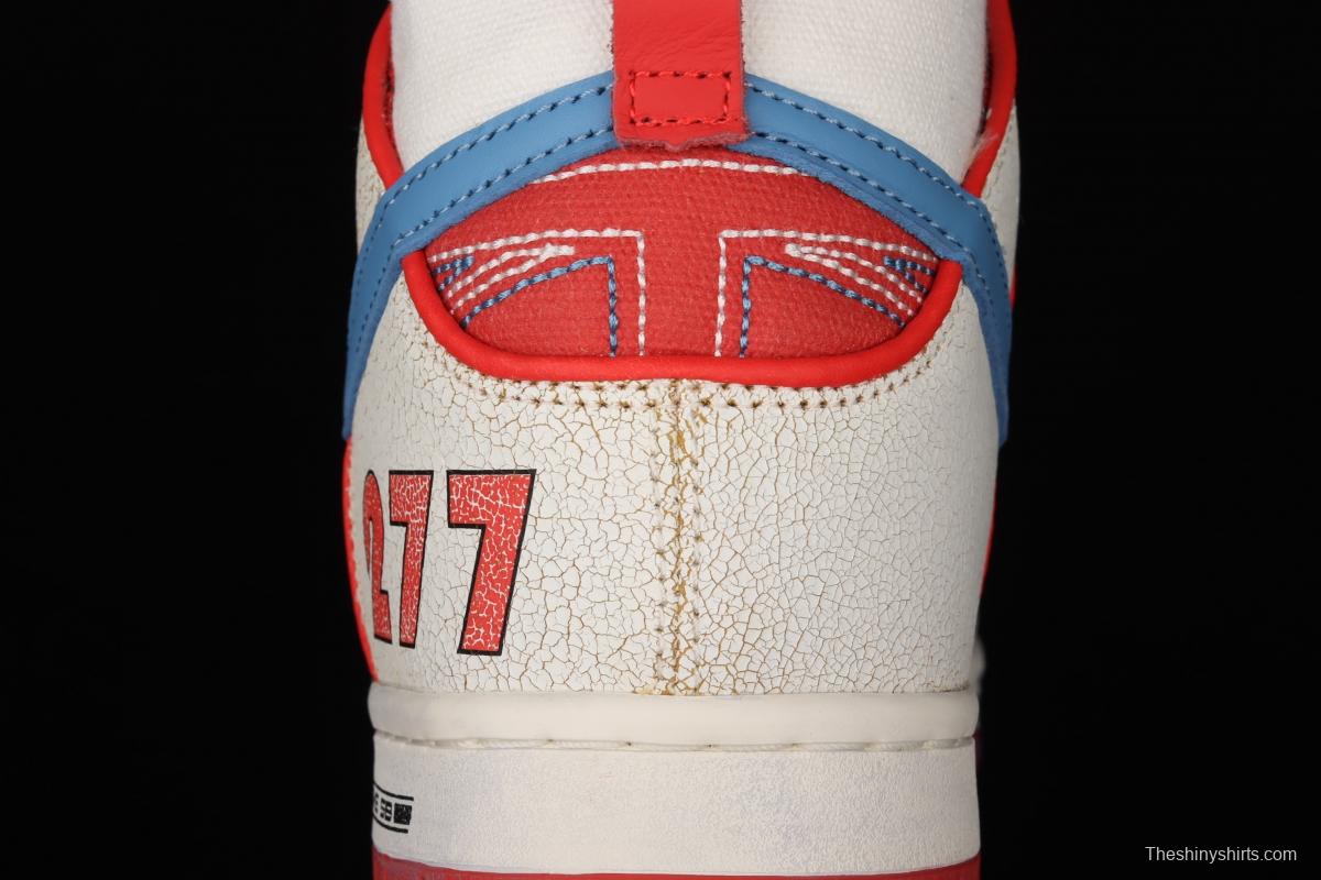 Magnus Walker x NIKE DUNK High Pro Decon QS [Porsche 911] White, blue and red high top casual skateboard shoes DH7683-100