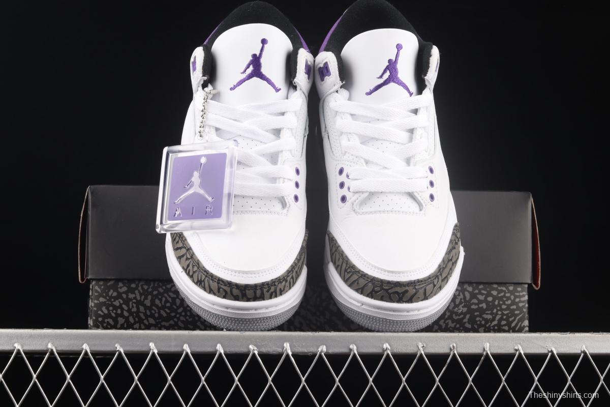 Air Jordan Retro Dark Iris AJ3 Joe 3 White and Purple cement CT8532-105