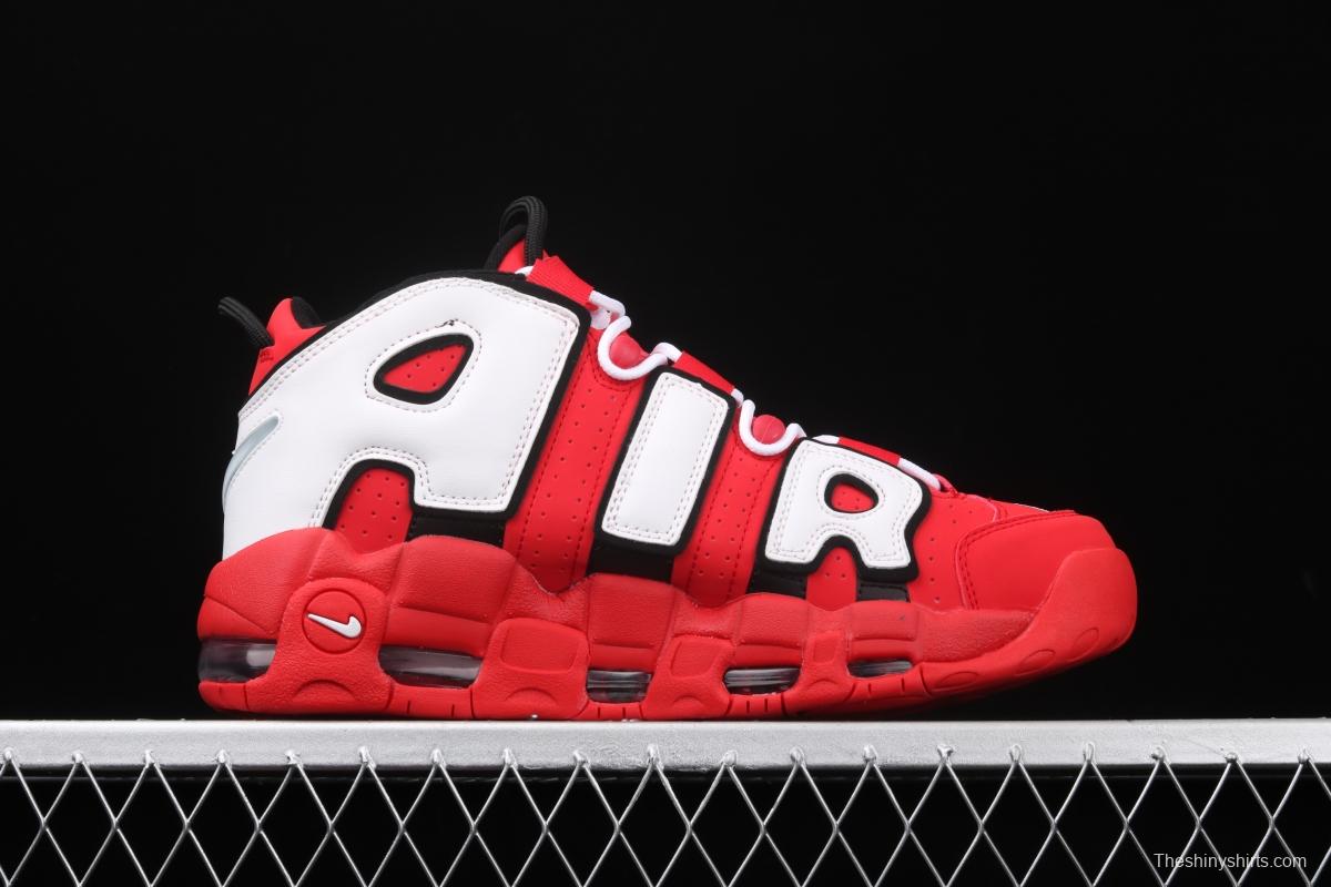 NIKE Air More Uptempo 96 QS Hoop Pack Pippen original series classic high street leisure sports culture basketball shoes red, white and black bull CD9402-600