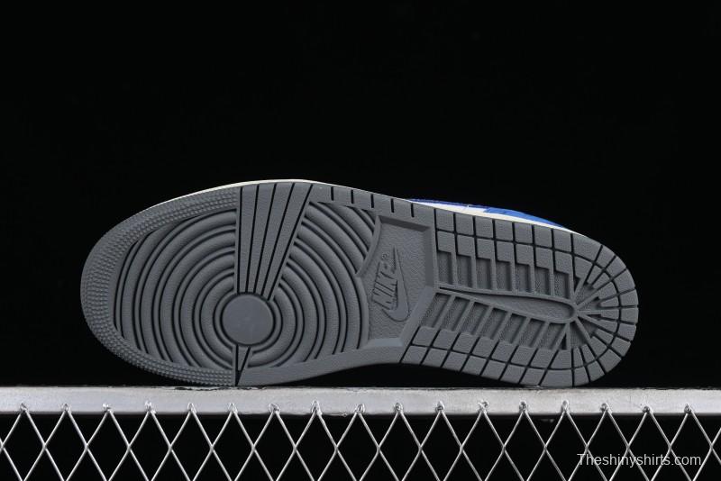 Nike Air Jordan 1 Low Flight Vintage Retro Sneakers in White and Blue - FV8439-104