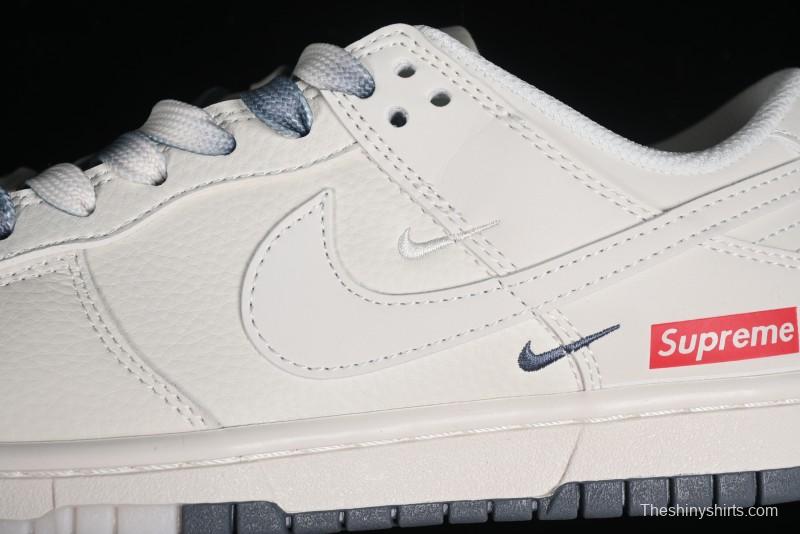 Supreme x Nike SB Dunk Low Anniversary Edition White Grey Customized Low-Top Casual Skate Shoes - BB8657-105