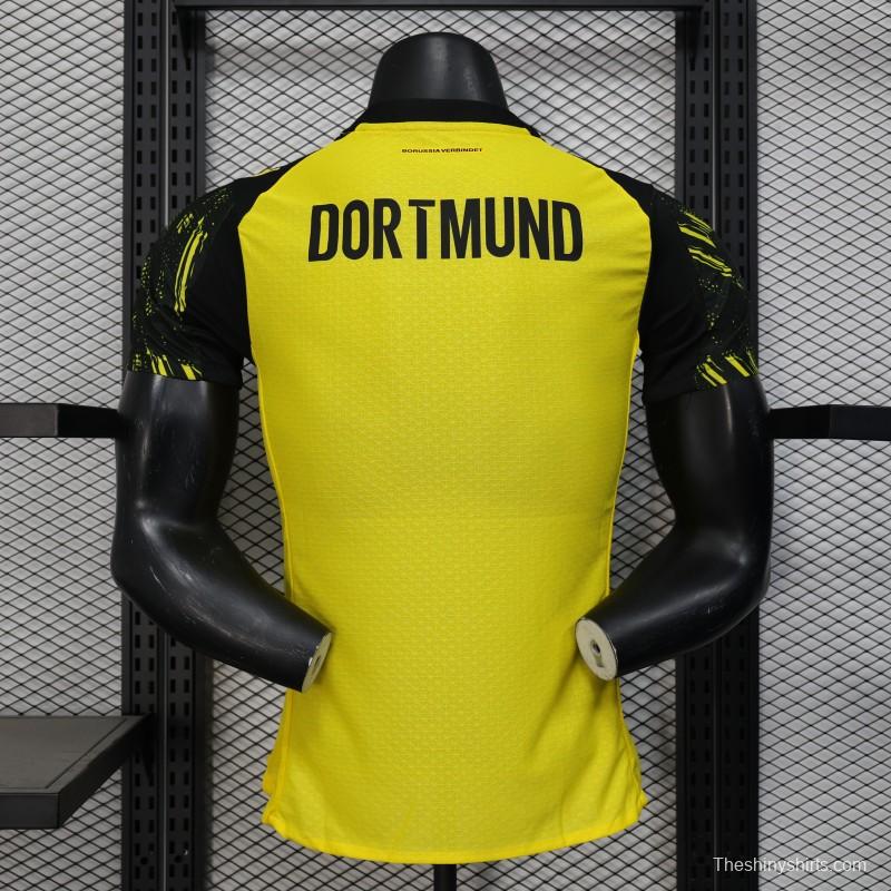 Player Version 25/26 Borussia Dortmund Home Yellow with Black Brush Stroke Jersey