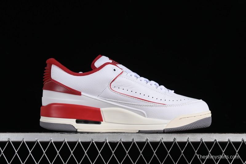 Nike Air Jordan 2/3 Retro Low Top Basketball Shoes in White and Red - FD0383-161