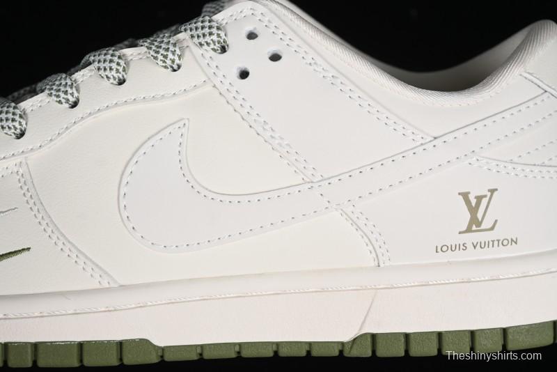 Nike SB Dunk Low LV Collaboration - Beige Green Luxury Custom Low-Top Casual Sneakers - XX2025-318