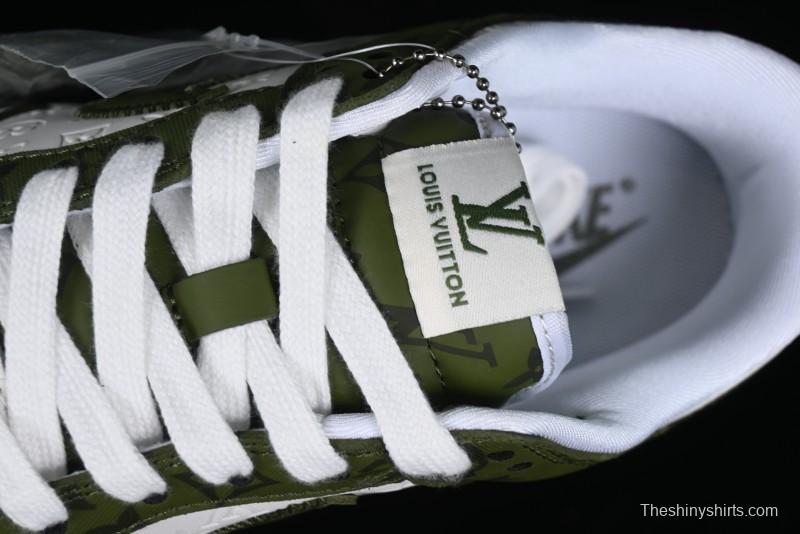 Nike SB Dunk Low LV Collaboration - Embroidered White Green Print Anniversary High-End Custom Low-Top Casual Sneakers - DQ1098-362