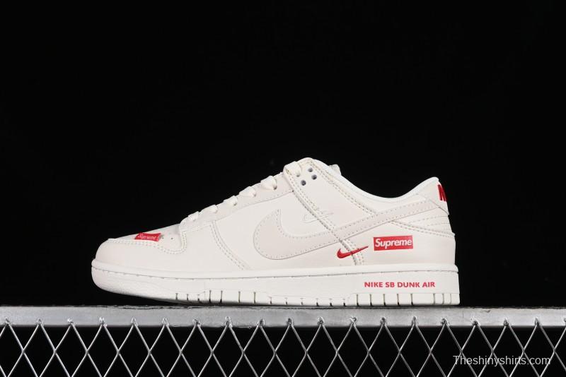 Nike SB Dunk Low Supreme Collaboration - Off-White Swoosh Anniversary High-End Custom Low-Top Casual Skate Shoes - SJ2068-267