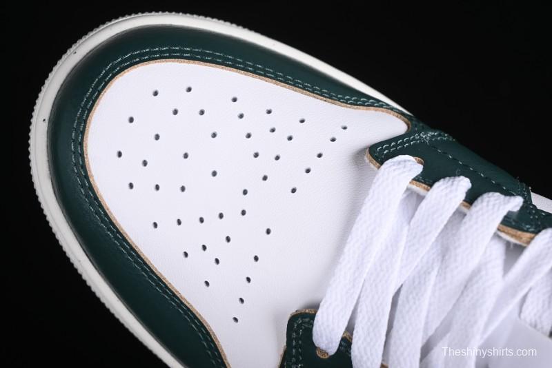 Nike Air Jordan 1 Low Retro Casual Sneakers in White Green - FQ7687-300