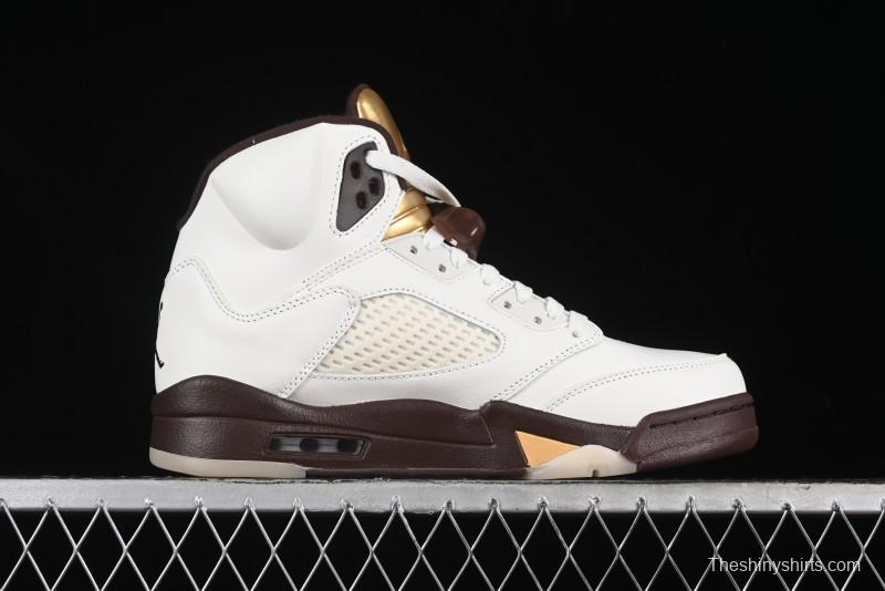 Nike Air Jordan 5 Retro Basketball Shoes in White/Tan - DD9336-200