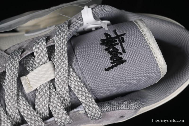 Nike Air Jordan 1 Low Stussy Collaboration - Light Bone Grey Dual-Tone Premium Custom Retro Basketball Shoes - SJ9950-045