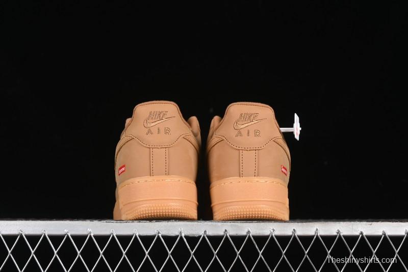Nike Supreme x Air Force 1 Low Casual Sneakers in Wheat Suede with Full-Length Air Cushion - DN1555-200