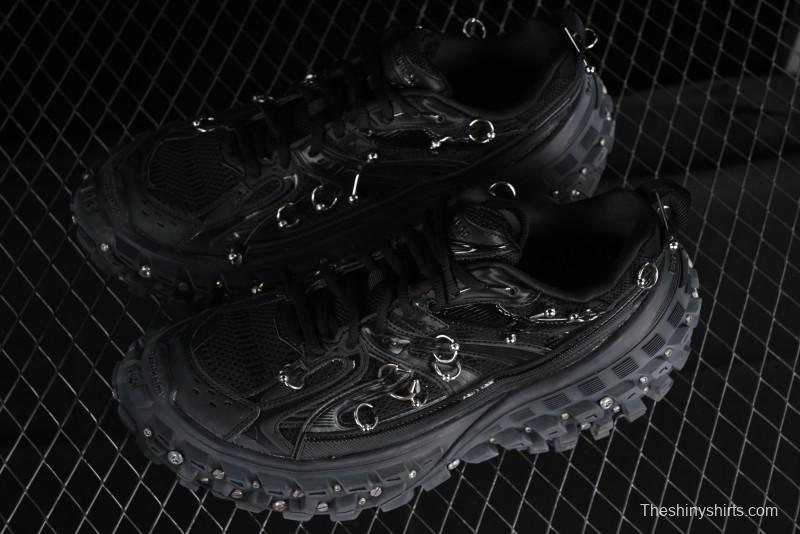 Balenciaga Defender Rubber Platform Sneakers Low-Top Combat Outdoor Shoes with Studded Design and Exaggerated Tire Tread Sole - W2RAG1081