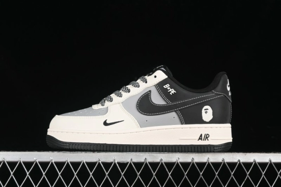 Nike Air Force 1 '07 Low Bape Collaboration - Beige Grey Black Low-Top Casual Sneakers BB6566-209