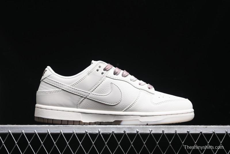 Nike SB Dunk Low Supreme Collaboration - White Brown Split Swoosh Anniversary High-End Custom Low-Top Casual Skate Shoes - BB8675-113