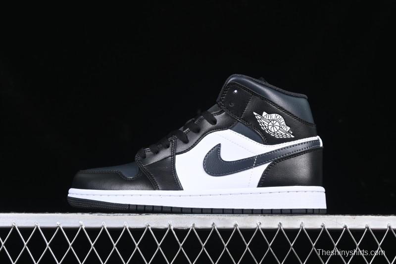 Nike Air Jordan 1 Mid AJ1 Basketball Shoes in Black White Gray - DQ8426-010