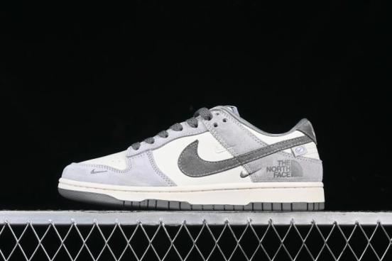 Nike SB Dunk Low The North Face Collaboration Double Swoosh Grey Pigskin Anniversary Edition Custom Low-Top Casual Skate Shoes - XX3168-009