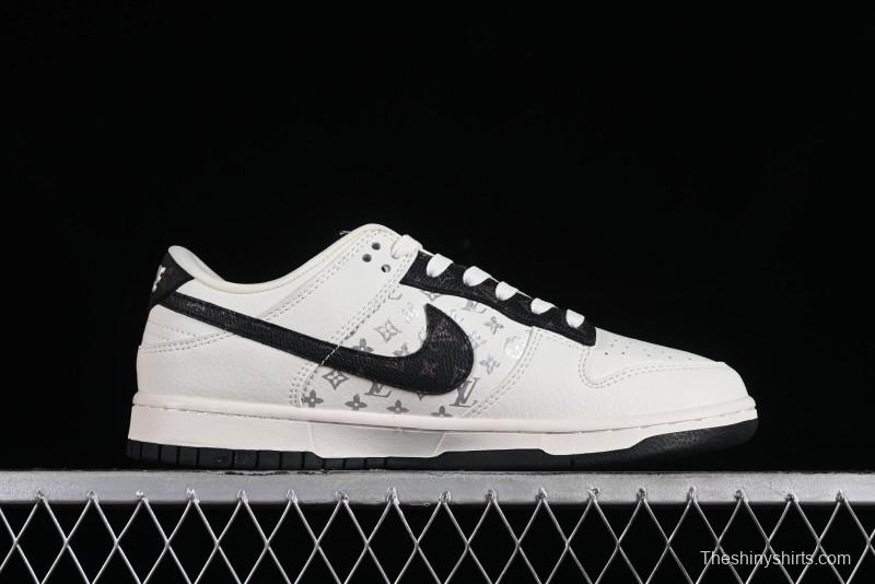 Nike Dunk Low LV Collaboration - Monogram Beige Black Hook SB Low Top Casual Skate Shoes - FC1688-189