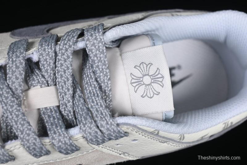 Nike SB Dunk Low Chrome Hearts Collaboration Cross Print Grey Swoosh Anniversary Custom Low-Top Casual Sneakers - DJ2024-064