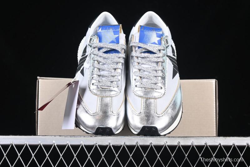 Golden Goose Marathon Silver Comfortable Low-Top Lifestyle Sneakers - X.E5