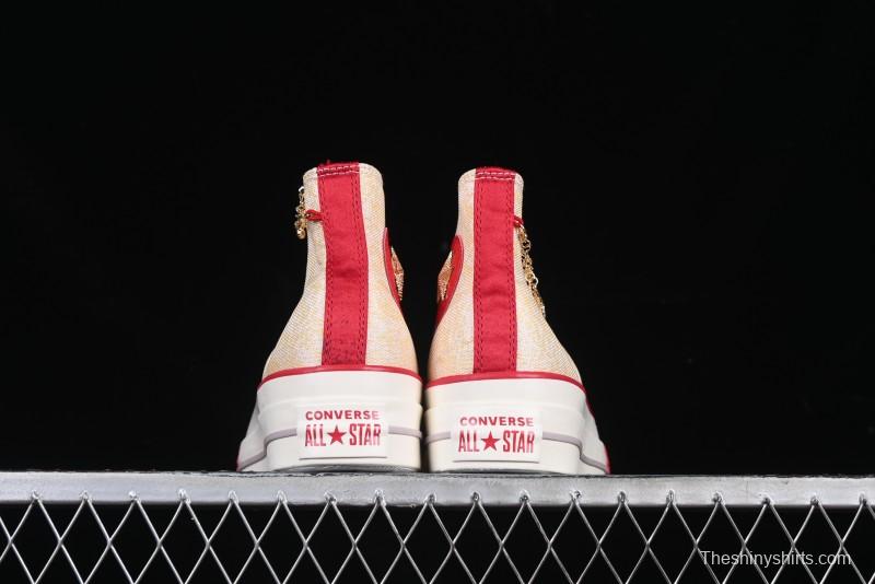 Converse 1970s CNY Year of the Snake Limited Edition High-Top Canvas Sneakers with Gold Star Chain and Metallic Snake Lace Jewelry - A13351C