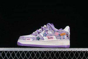Nike Air Force 1'07 Low "Purple Star" Custom Casual Sneakers - BD7700-220