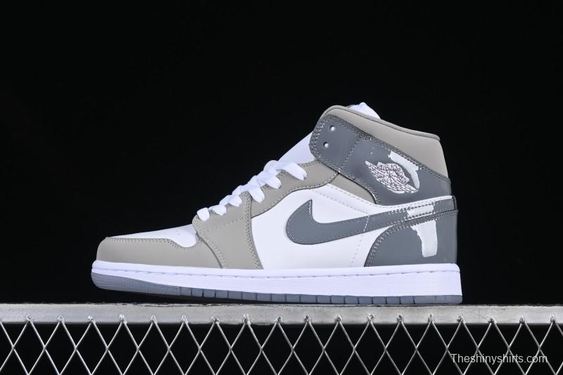 Nike Air Jordan 1 Mid AJ1 White Grey Mid Top Casual Sneakers - HF3193-100