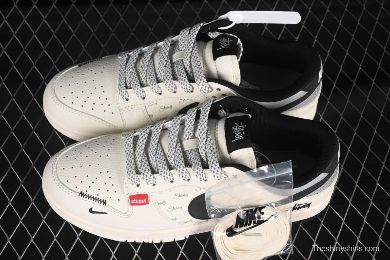 Nike SB Dunk Low Stussy Collaboration 3D Black Swoosh Anniversary Custom Low-Top Casual Skate Shoes - XS6089-537