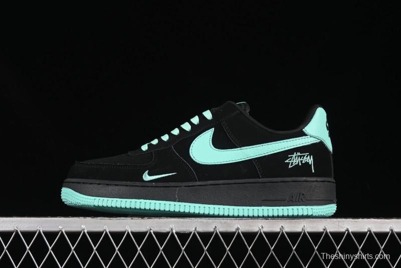 Nike Air Force 1 '07 Low Stussy Collaboration Tiffany Blue Casual Sneakers - DF0188-045