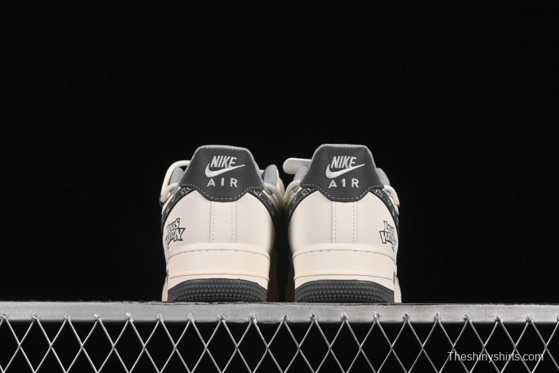 Nike Air Force 1 '07 Low LV Collaboration Two-Tone Grey Pattern Lace-Up Casual Sneakers - DM6868-063
