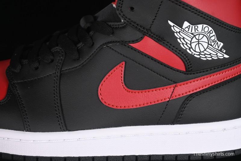 Nike Air Jordan 1 Mid AJ1 Black Red Mid-Top Casual Sneakers - DQ8426-067