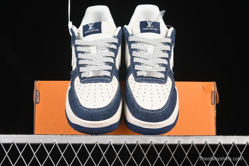 Nike Air Force 1'07 Low LV Collaboration Dark Blue Checkerboard Casual Sneakers - XS1958-551