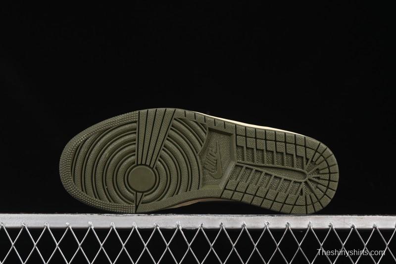 Nike Air Jordan 1 Low AJ1 Military Green White Casual Lifestyle Sneakers - DC0774-122