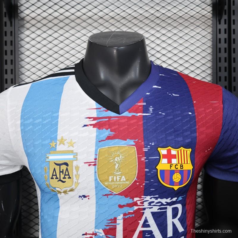 Player Version 25/26 Barcelona x Argentina Combined Messi Jersey