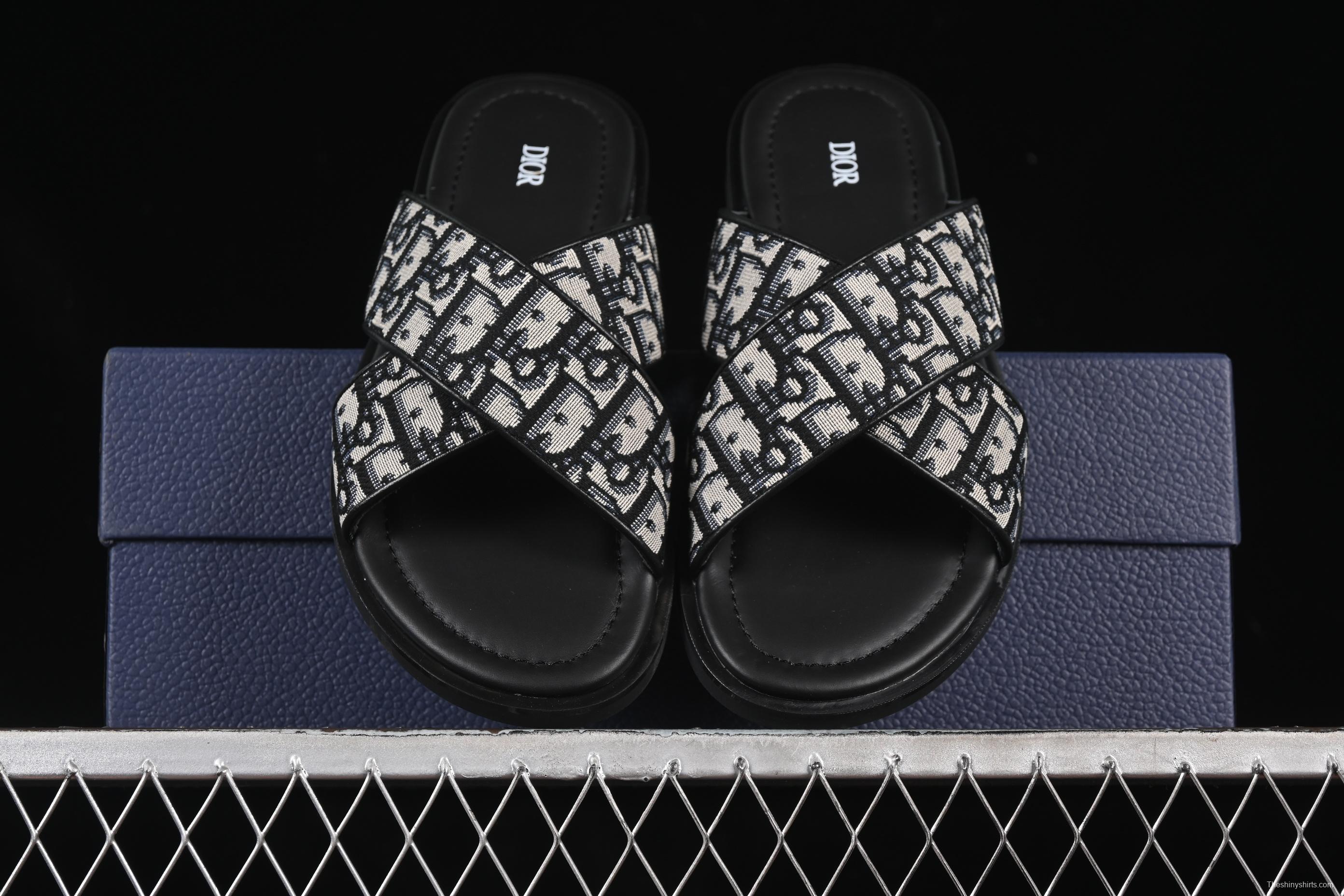 Dior Alias Oblique Summer Men's Slip-On Loafers with Cross Strap Design - 3SA126ZSA