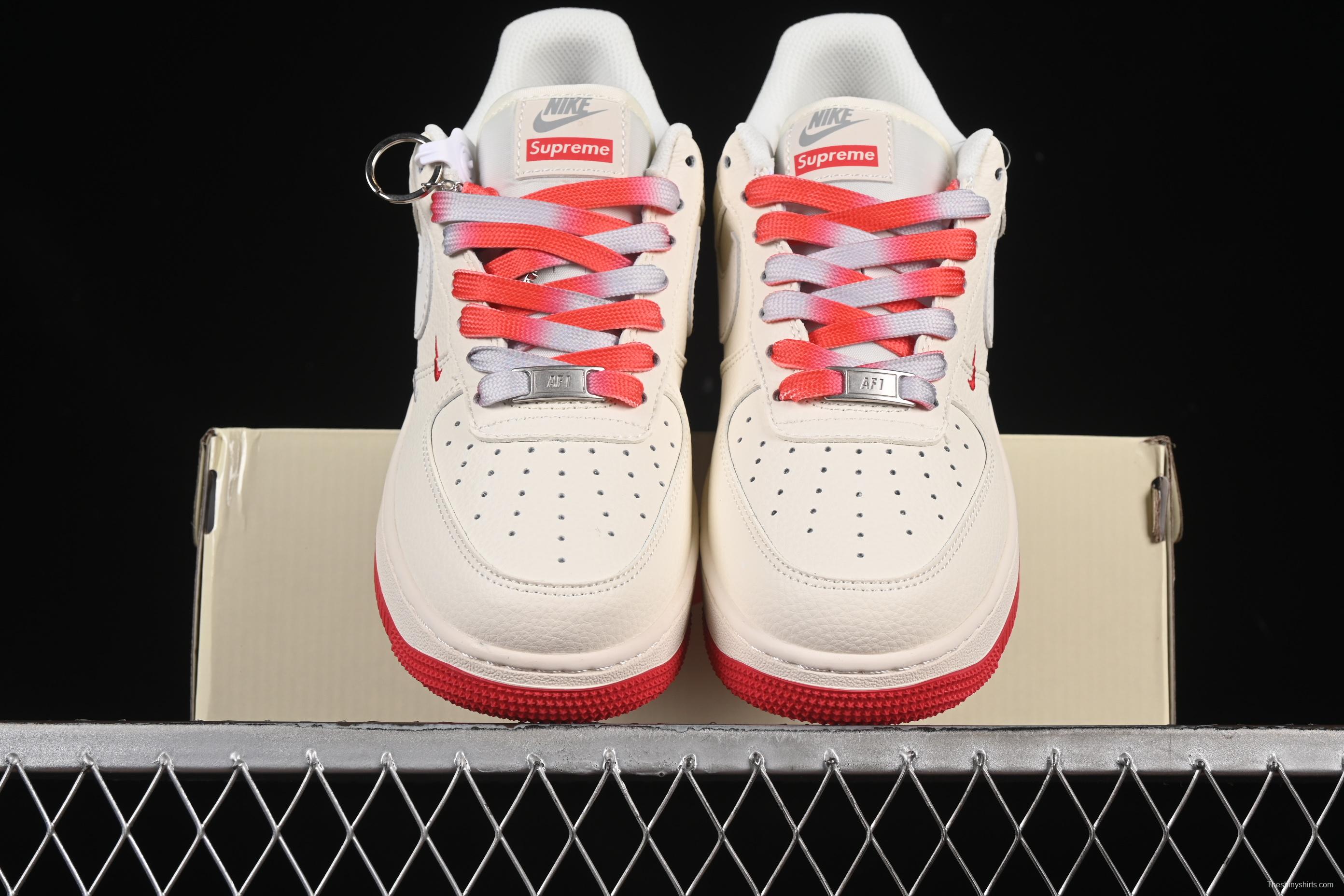 Nike Air Force 1 '07 Low Supreme Collaboration Two-Tone Red Grey Casual Sneakers - XX3168-157