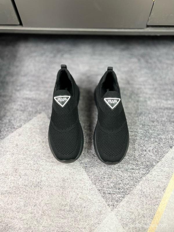 2024 Men Prada Black Knit Sneaker MJ00230