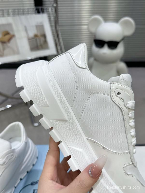 2025 Unisex Prada White Leather Sneakers KFY00310
