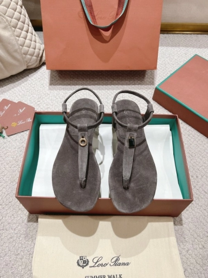 2025 Slippers LP Gray Suede Sandals LY00250