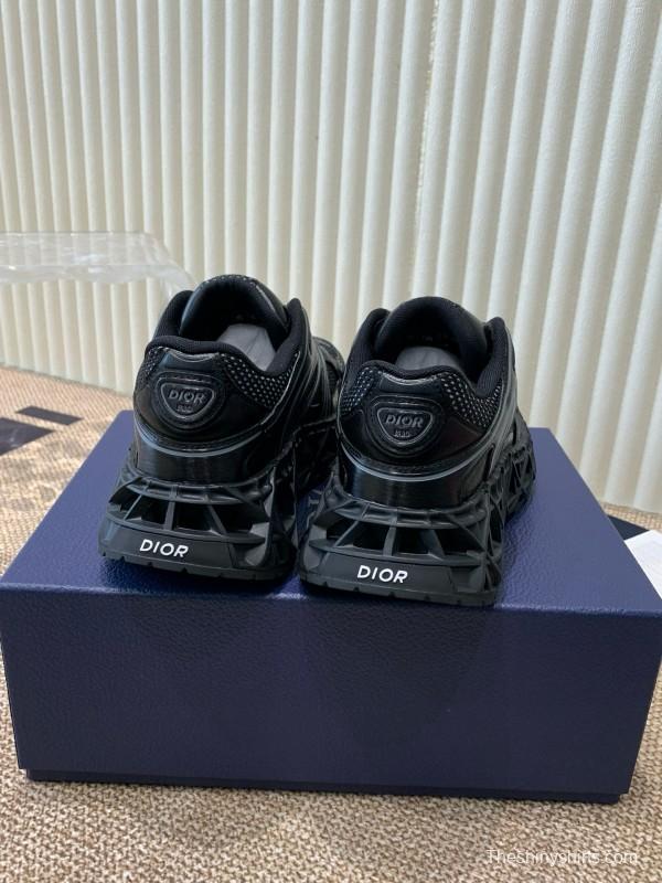 2024 Unisex Dior Black Mesh Leather Sneakers MJ00400