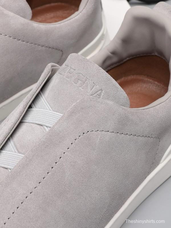 2024 Men Ermenegildo Zegna Grey Suede Sneakers MJ00240