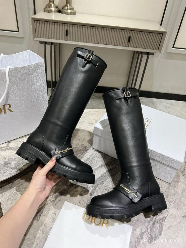 2024 Women Dior Black Leather Boots CJ Serial
