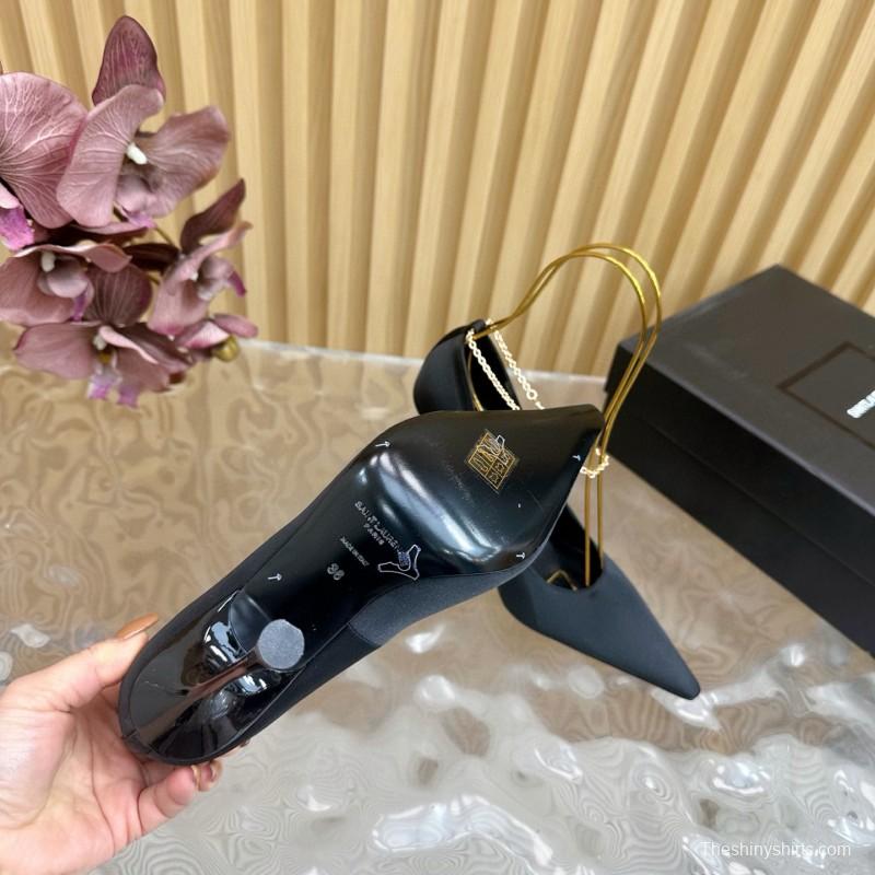 2025 Women Yves Saint Laurent Black Leather High Heel Pumps MJ00310