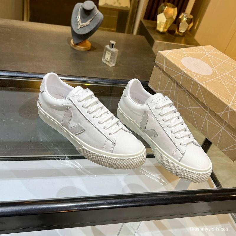 2025 Unisex VEJA White Grey Leather Canvas Sneakers MJ00240