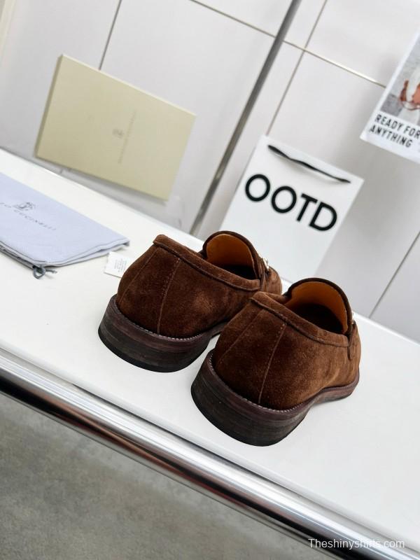 2024 Men Brunello Cucinelli Brown Suede Leather Loafers MJ00480