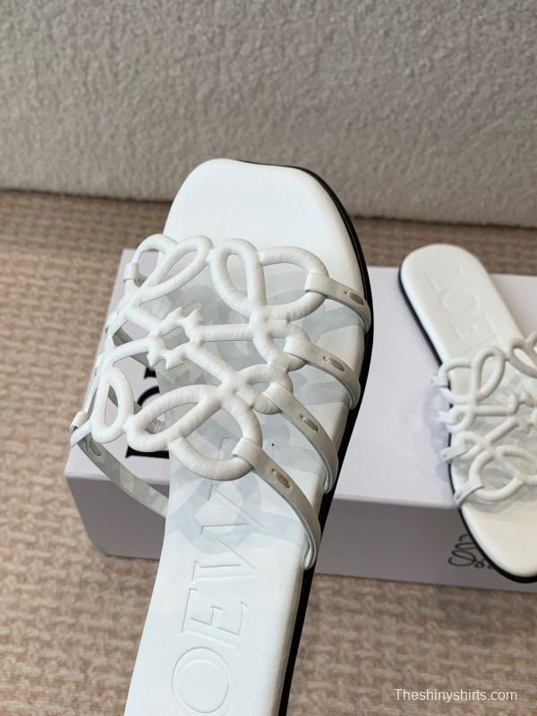 2025 Loewe White Leather Slippers